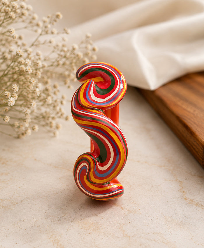 Red Multicolor Hand-Painted Wave Lac Bangles