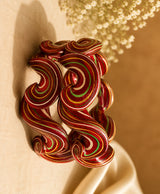 Maroon Multicolor Spiral Pattern Handcrafted Lac Bangle Set