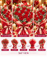 Red Rose & Baby's Breath Bouquet – 12 Red Roses