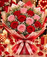 Red & Pink Love Bouquet – 6 Red + 6 Pink Roses