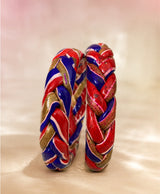 Red Blue Gold Braided Enamel Lac Bangles
