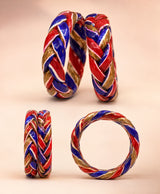 Red Blue Gold Braided Enamel Lac Bangles
