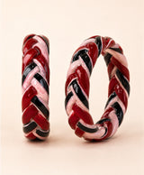 Red Pink Black Braided Statement Lac Bangles