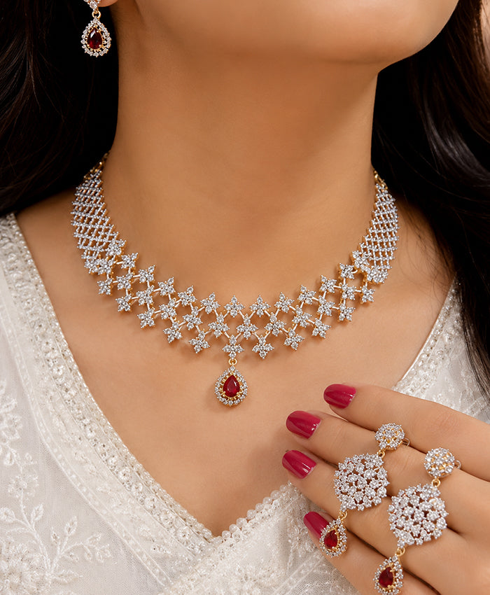 Rosé Lattice Bloom Jewellery Set