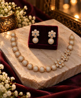 Rose Gold Floral Crystal Necklace & Earrings Set