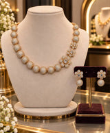 Rose Gold Floral Crystal Necklace & Earrings Set