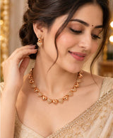 Rose Gold Heart Link Necklace Set with Matching Heart Earrings