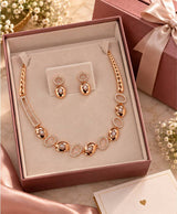 Rose Gold Oval Link Necklace & Earrings Set