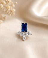 Royal Blue Emerald-Cut Crystal Stud Earrings