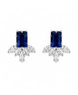 Royal Blue Emerald-Cut Crystal Stud Earrings