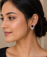 Royal Blue Emerald-Cut Crystal Stud Earrings