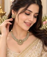 Royal Green Kundan Statement Necklace Set with Matching Earrings
