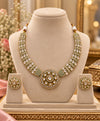 Royal Green Kundan Statement Necklace Set with Matching Earrings