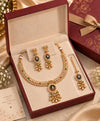 Royal Kundan-Inspired Gold-Tone Necklace Set with Matching Earrings & Maang Tikka