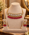 Royal Kundan-Inspired Gold & Ruby Bead Bridal Necklace Set
