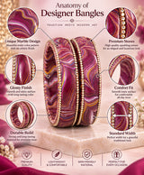 Royal Maroon Multicolor Marble Designer Lac Bangle Set