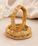Royal Peach Crystal Gold-Tone Designer Bangle Set