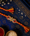 Royal Red & Yellow Braided Kundan Rakhi