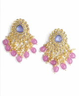 Royal Purple & Pink Pearl Chandbali Earrings