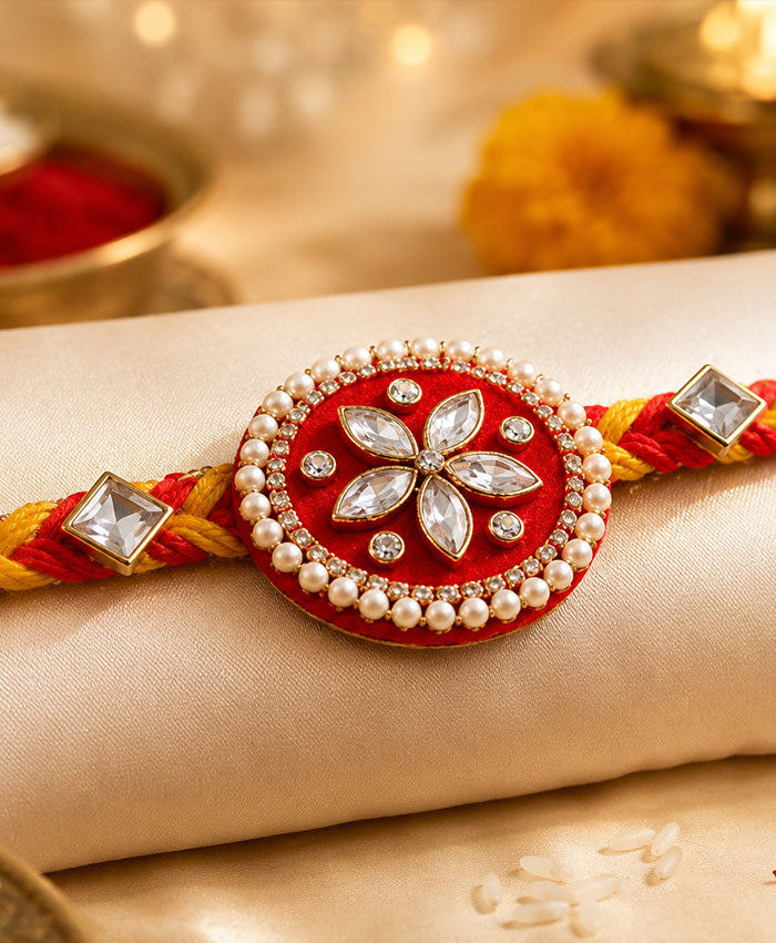 Ruby Pearl Floral Designer Rakhi
