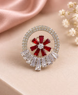 Ruby Red Floral Crystal Statement Stud Earrings