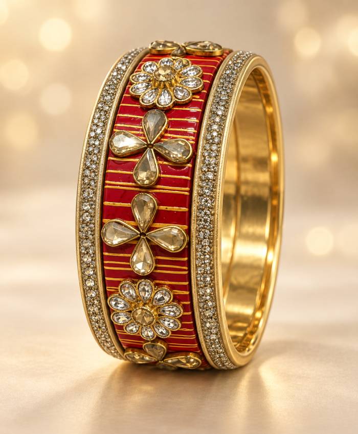 Ruby Bloom Lac Bangle Set