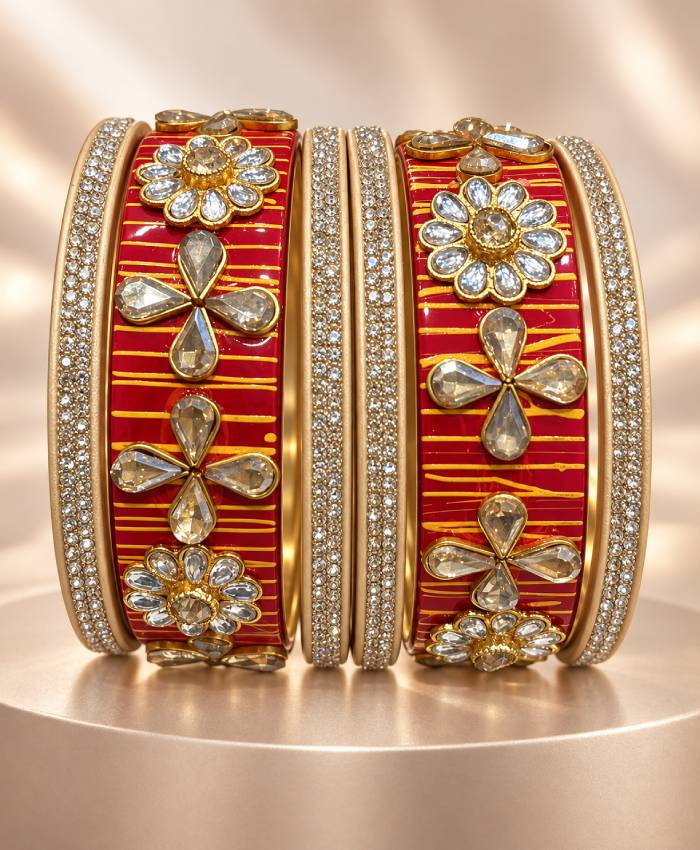 Ruby Bloom Lac Bangle Set