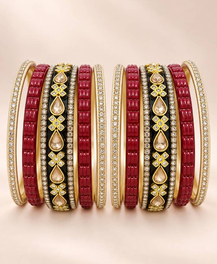 Ruby Ember Lac Bangle Set