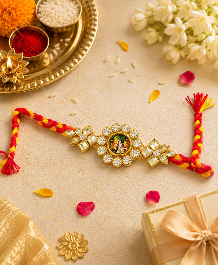 Shree Krishna Premium Kundan Designer Rakhi