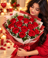 Signature Red Rose Bouquet – 12 Red Roses