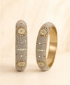 Silver Cream Floral Crystal Bangles
