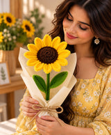 Handmade Single Yellow Sunflower with Rustic Wrap