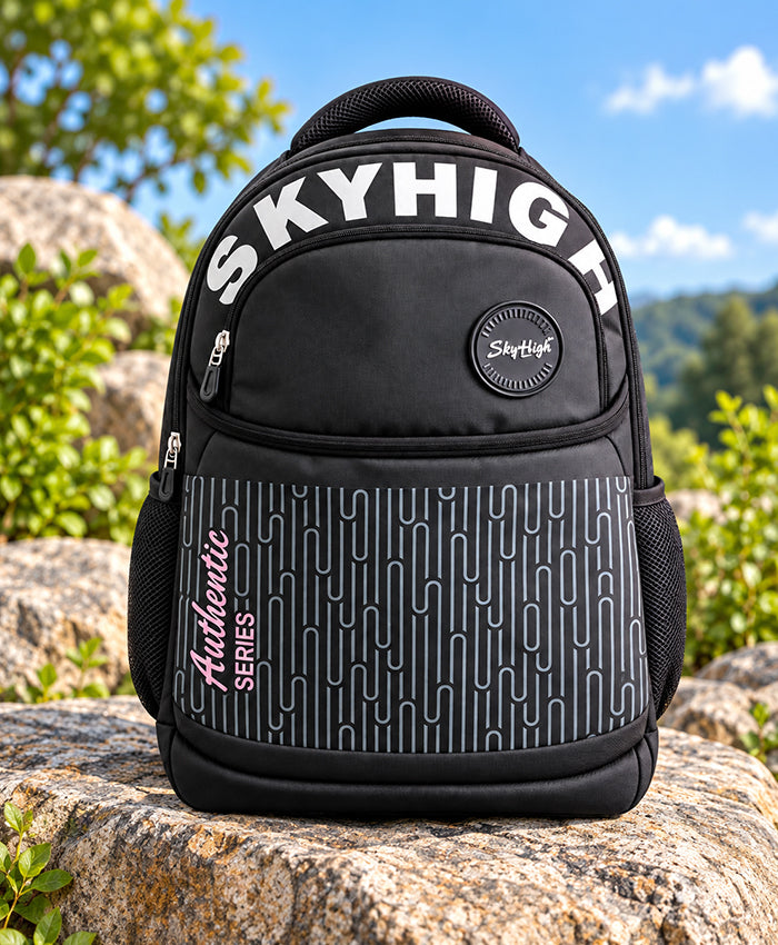 Sky High Authentic Series Black Printed School Backpack