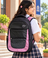 Sky High Black & Pink Geometric School Backpack
