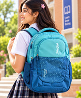 Sky High Blue Dual-Tone Printed School Backpack