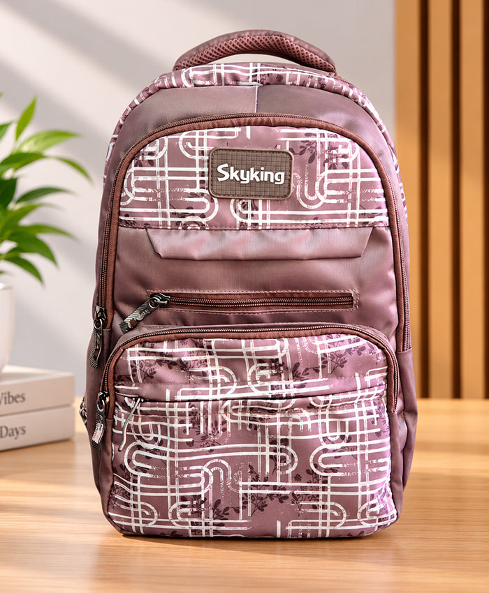 Skyking Blush Mauve Printed Multi-Compartment Backpack