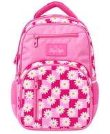 Sky High Daisy Charm Pink Checkered School Backpack for Girls