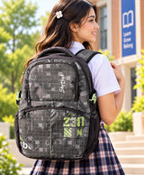 Sky High Grid Zone Grey & Black Multi-Compartment Backpack
