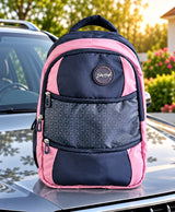 Sky High Navy Blue & Pink Geometric School Backpack