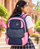 Sky High Navy Blue & Pink Geometric School Backpack