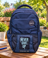 Sky High Never Give Up Navy Blue Multi-Compartment Everyday Backpack