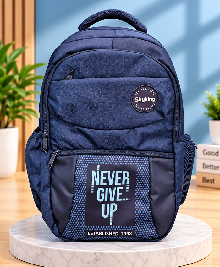 Sky High Never Give Up Navy Blue Multi-Compartment Everyday Backpack