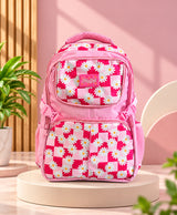 Sky High Pink Daisy Checkered School Backpack