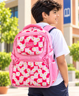 Sky High Pink Daisy Checkered School Backpack