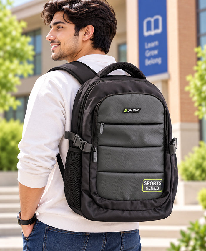 Sky High Sports Series Black & Grey Multi-Compartment Backpack