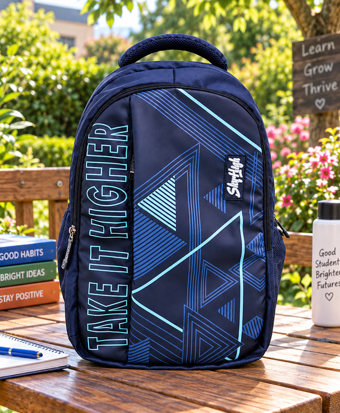 Sky High Take It Higher Navy Blue Geometric Printed Backpack