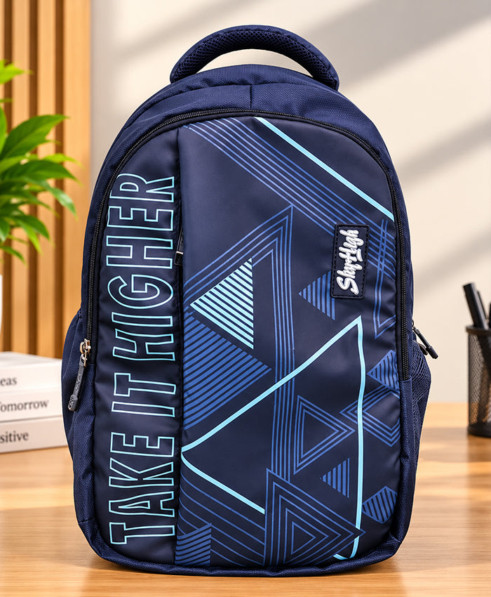 Sky High Take It Higher Navy Blue Geometric Printed Backpack