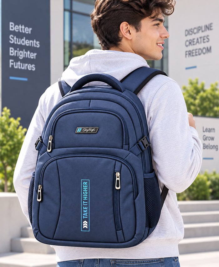 Sky High Take It Higher Navy Blue School Backpack