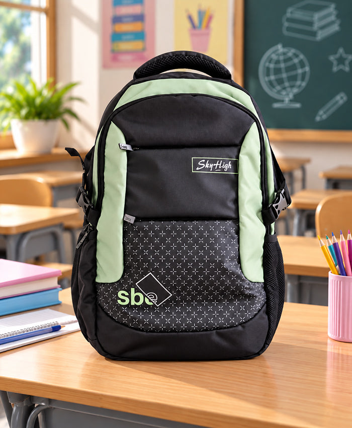 Sky High Urban Edge Black & Mint Green Multi-Compartment Backpack