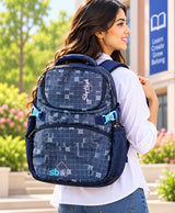Sky High Urban Grid Navy Blue Backpack